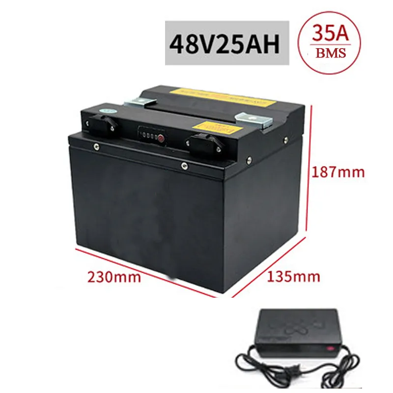 Pocell 48V 25Ah Lityum iyon 48v pil BMS 13S 1000W 800W scooter bisiklet ışık balıkçılık + şarj