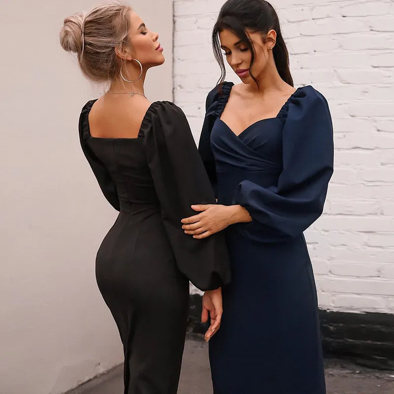 Party Club Dresses Women Pure Color Fashion Autumn... From Uukeg, $20.04