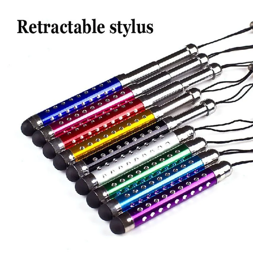 Crystal Retractable Stylus flexible Capacitive Touch Pen for Iphone Samsung Galaxy S3 S4 Note 2 3 With Dustproof Plug 2000pcs/lot