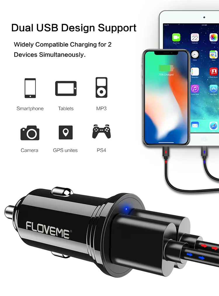 Chargers USB سيارة شحن سريع 5A 2.4A نوع C شاحن سريع لفون Xiaomi الهاتف المحمول