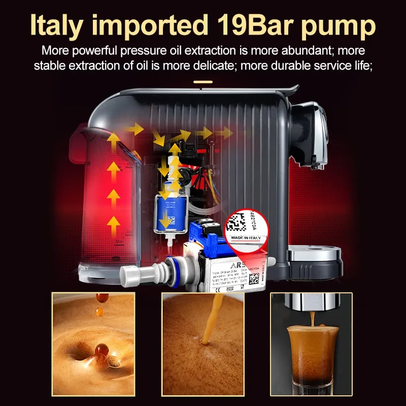 HiBREW Capsule Coffee Machine Espresso Coffee Maker Combined With MF04/MF802 Silver Milk Frother for home