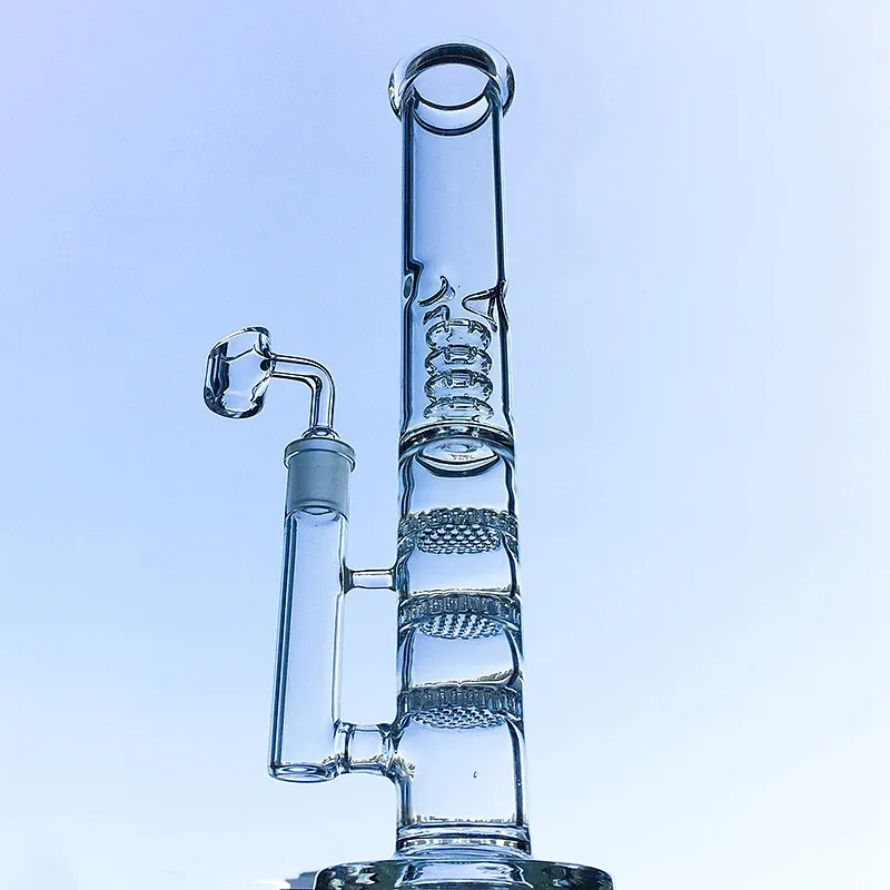 Potrójne szklane Bongs Blisko BirdCage Perc Oil Dab Rigs Proste zlewki rurowe Rury wodne z popiołu Catcher Bowl Quartz Banger