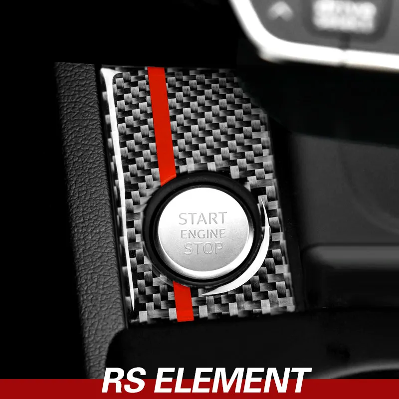 Dla Audi A4 A5 Włókno węglowe Silnik samochodowy Stop Przestań Pokrywa zapłonowa Test Key Pierścień Automotive Wnętrze Naklejki Naklejki 2017-2022