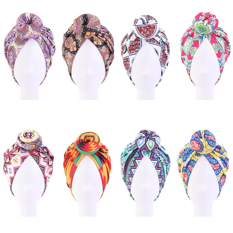 Headband Styling Indian Donut Hårcaring Turban Hat Chemo Ladies Fashion Cotton Satin Dot Headcover Bonnet Coloring Hair Cap