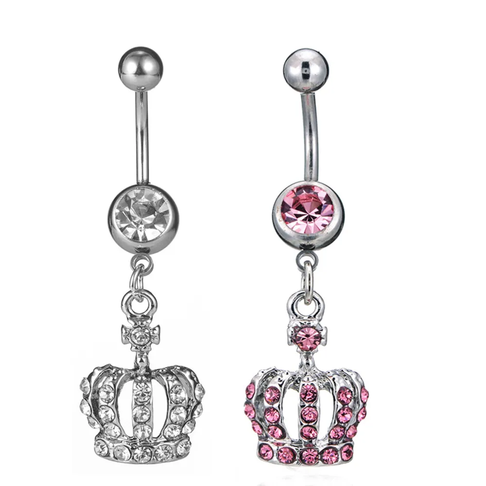 Yyjff D0698 (ألوان) التاج واضح BELLY BELLY BELLY RING JEWLERY 1.6*11*5/8