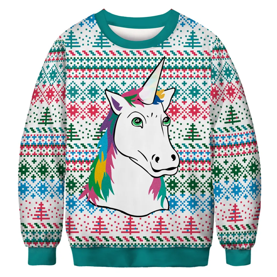 Unicorn Giyim sweatshirt Noel Bahar Man Kadınlar Moda Kırmızı Artı boyutu 3D Baskı Uzun Kollu Sweatershirt Triko YJL556 Tops