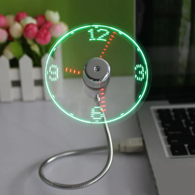 2222222 g eAlta qualità Mini flessibile LED Luce Durevole Regolabile Gadget USB Ventola USB Orologio da tavolo Orologio da tavolo Gadget fresco Visualizzazione in tempo reale