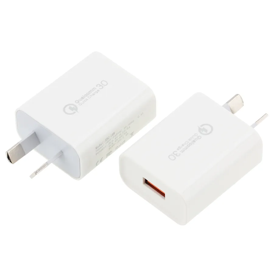 Quick Charge 3.0 USB Charger 18W QC3.0 Snel opladen Home Wall Travel Adapter AU -plug voor Samsung Xiaomi Huawei -smartphone