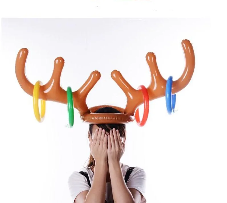 200PCs Rolig Reindeer Antler Hat Ring Toss Christmas Holiday Party Game Supplies Toy Barn Kids Christmas Leksaker Sn1470