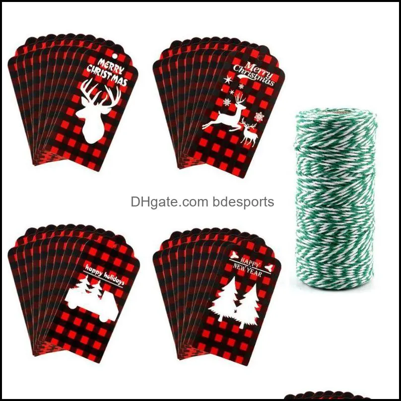 Christmas Decorations 48 PCS Kraft Paper Note Tags With String 300 Feet Twine Suitable For Gift Favo