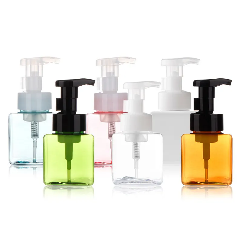 Plastic Soap Dispenser Bottle Square Shape Foaming Pump Bottles Soap Mousses Liquid Dispenser Foam Bottles Perfume Bottle