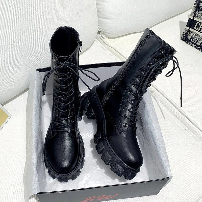 Mid calf combat boots womens cheap