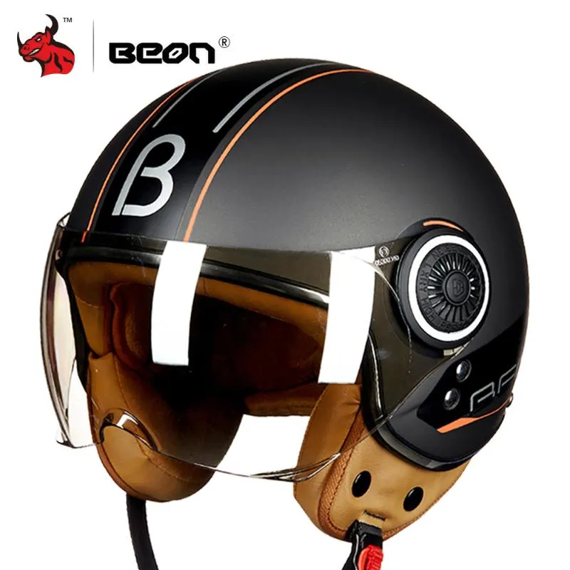 Beon Motosiklet Kask Kıyıcı 3 4 Açık Yüz Vintage Moto Kask Moto Casque Casco Capacete Erkek Kadın Scooter Motosiklet288W