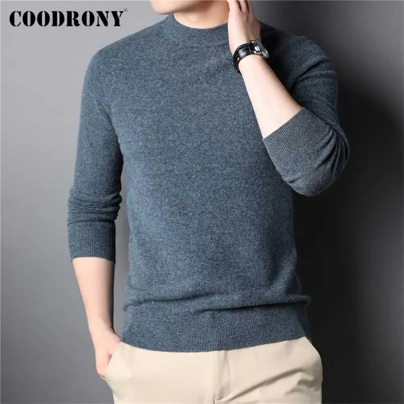 Coudrony marca outono inverno espesso suéter quente 100% puro merino lã casual o-pescoço pulôver homens cashmere knitwear jersey c3111 211221