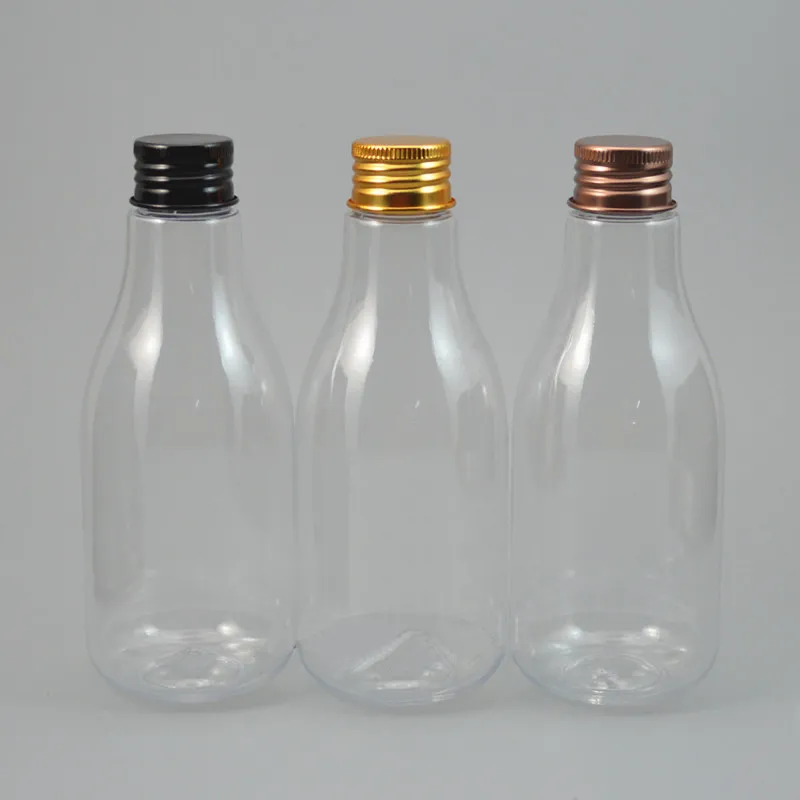 20 Stück 200 ml leere transparente Kosmetikflaschen mit Aluminiumdeckel, durchsichtige Plastikflasche in Reisegröße mit versiegeltem Deckel