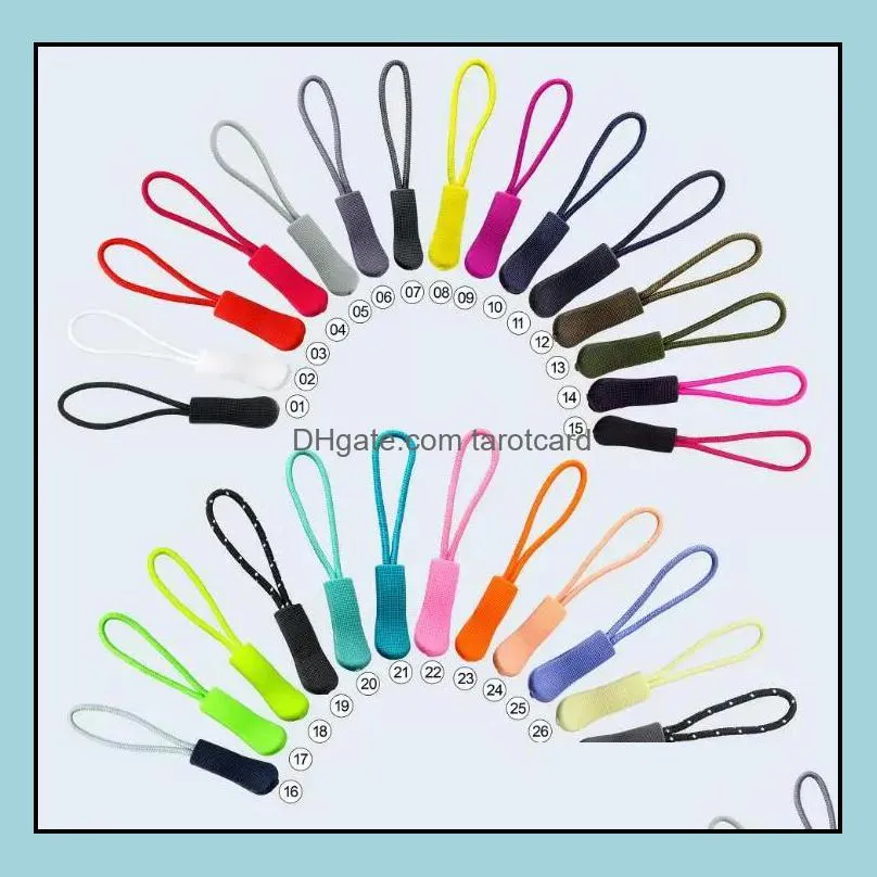 28Colors Zip Cord Tab Replacement Clip Zipper Pull Puller End Fit Rope Tag Fixer Broken Buckle Travel Bag Suitcase Tent Backpack
