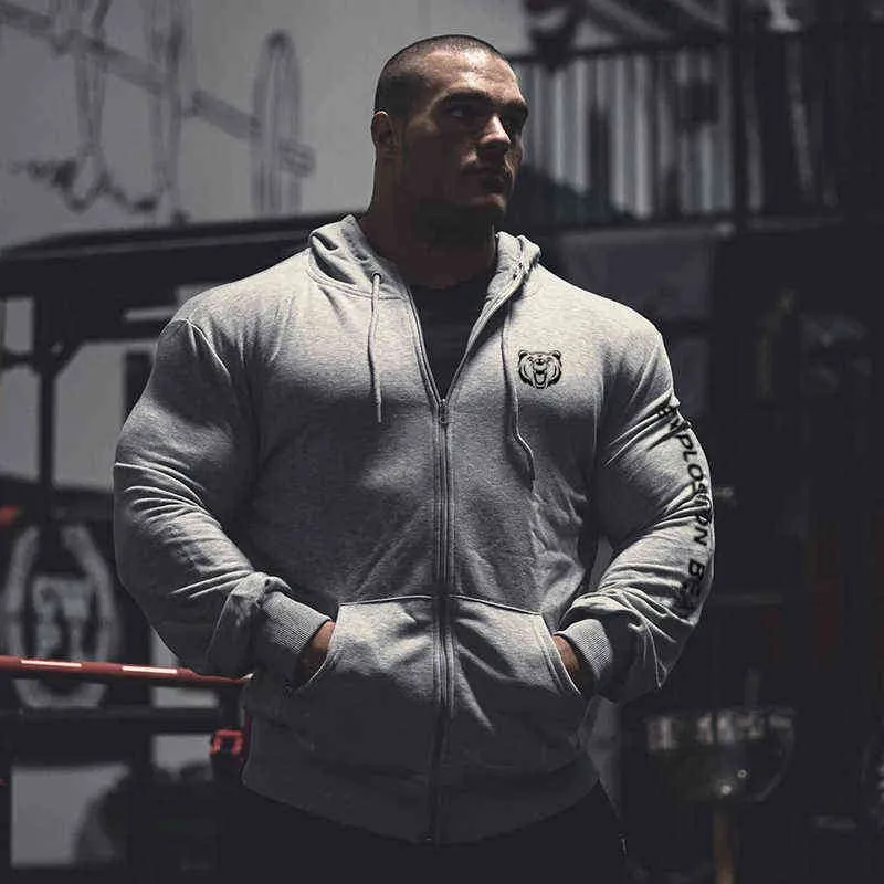 Männer Fitness Hoodie Set Bodybuilding Workout Trainingsanzug Baumwolle Hosen Sport Anzug G1229