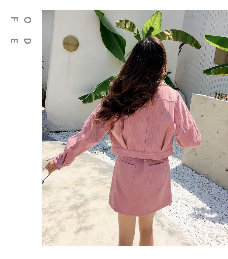 Pink cord skirt and jacket hotsell