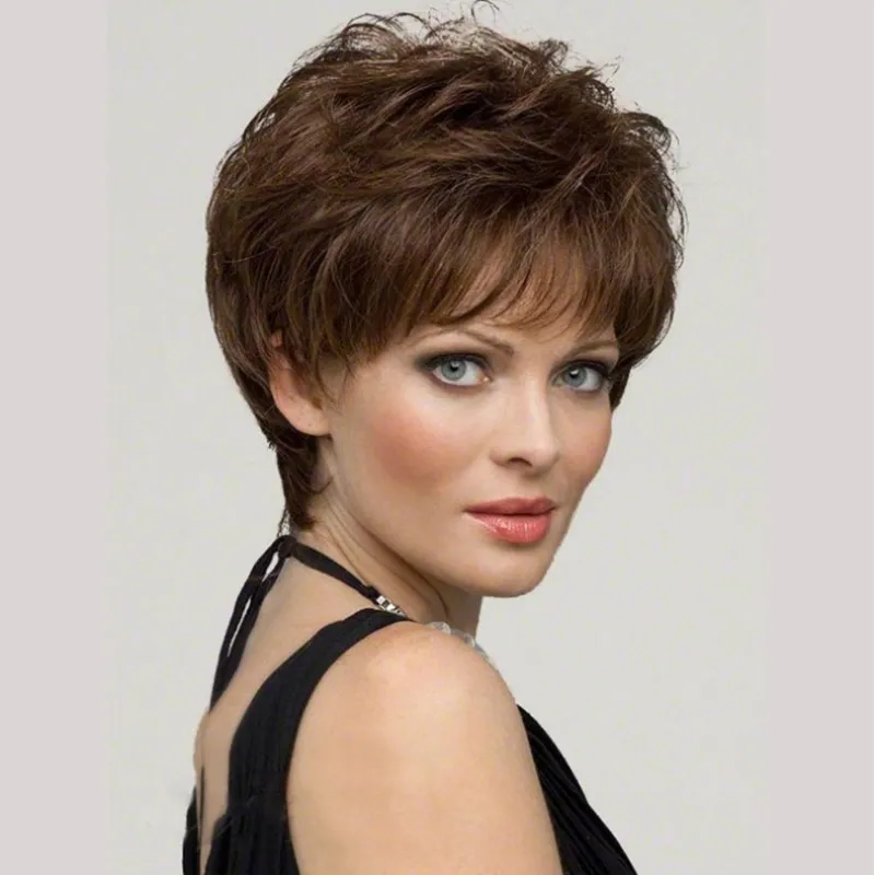 Short Cut Synthetic Wig Simulation Human Hair Wigs Hairpieces for Black and White Women 288B#