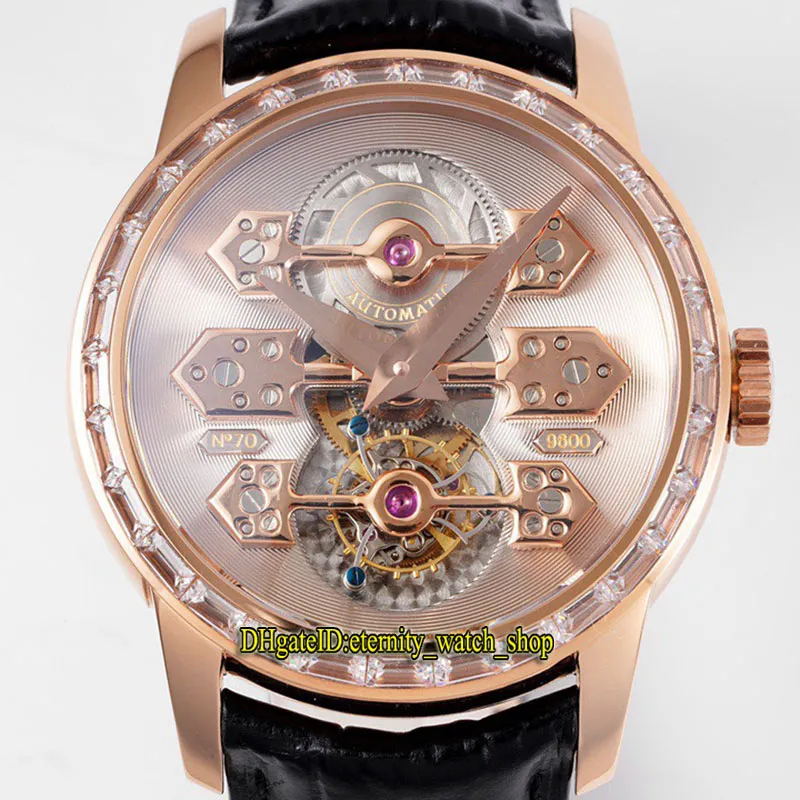 2022 RMF 99193B52A002-BA6A Véritable Tourbillon Automatique Montre Pour Homme Cadran Squelette Boîtier En Or Rose 18 Carats T Diamants Lunette En Cuir Saphir Super Edition Montres Eternity