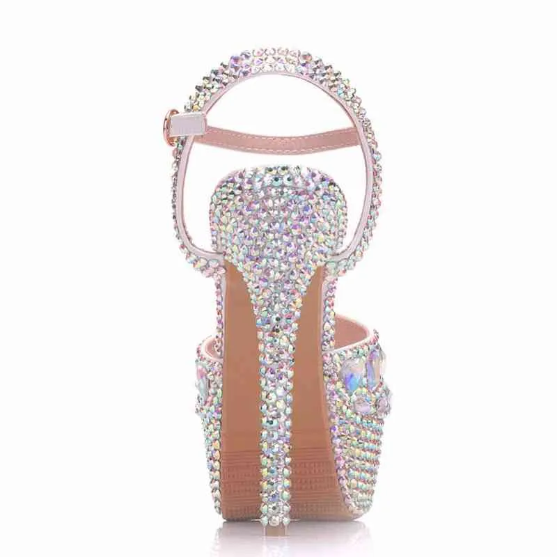 NXY Lady Sandały Zapatos de Tacón Superalto Con Diamantes Para Mujer, Tacones 14cm, Plataforma Abierta, Pulsera 4cm, Stilettos Coloridos 0126 \ t