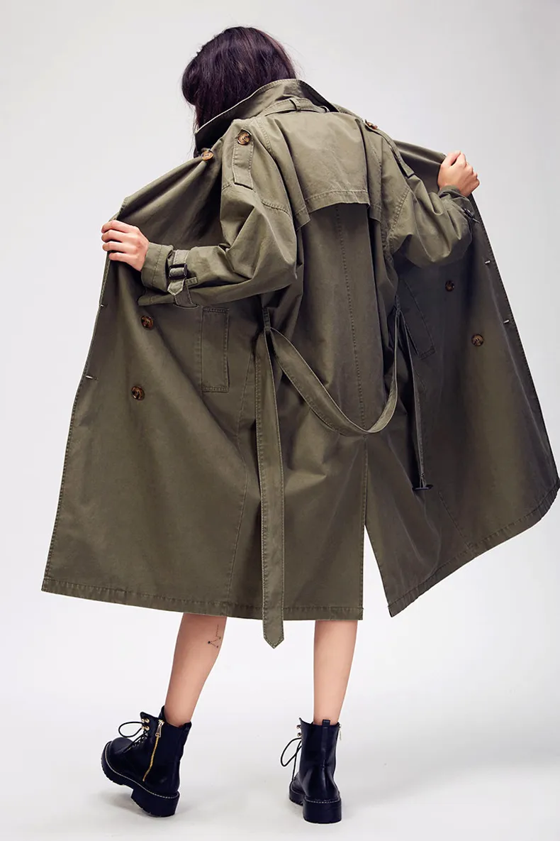 JAZZEVAR Autumn New Womens Casual Trench Coat Oversize
