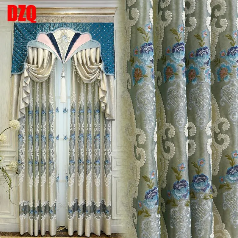 Luxury Embroidered Curtains European Style For Elegant Living Rooms