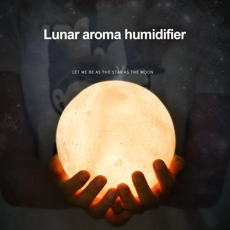 Diffusori di oli essenziali ZL0371 USB Lunar Aroma Umidificatore Umidificatore Fogger Mist Maker con illuminazione d'atmosfera Silenzioso