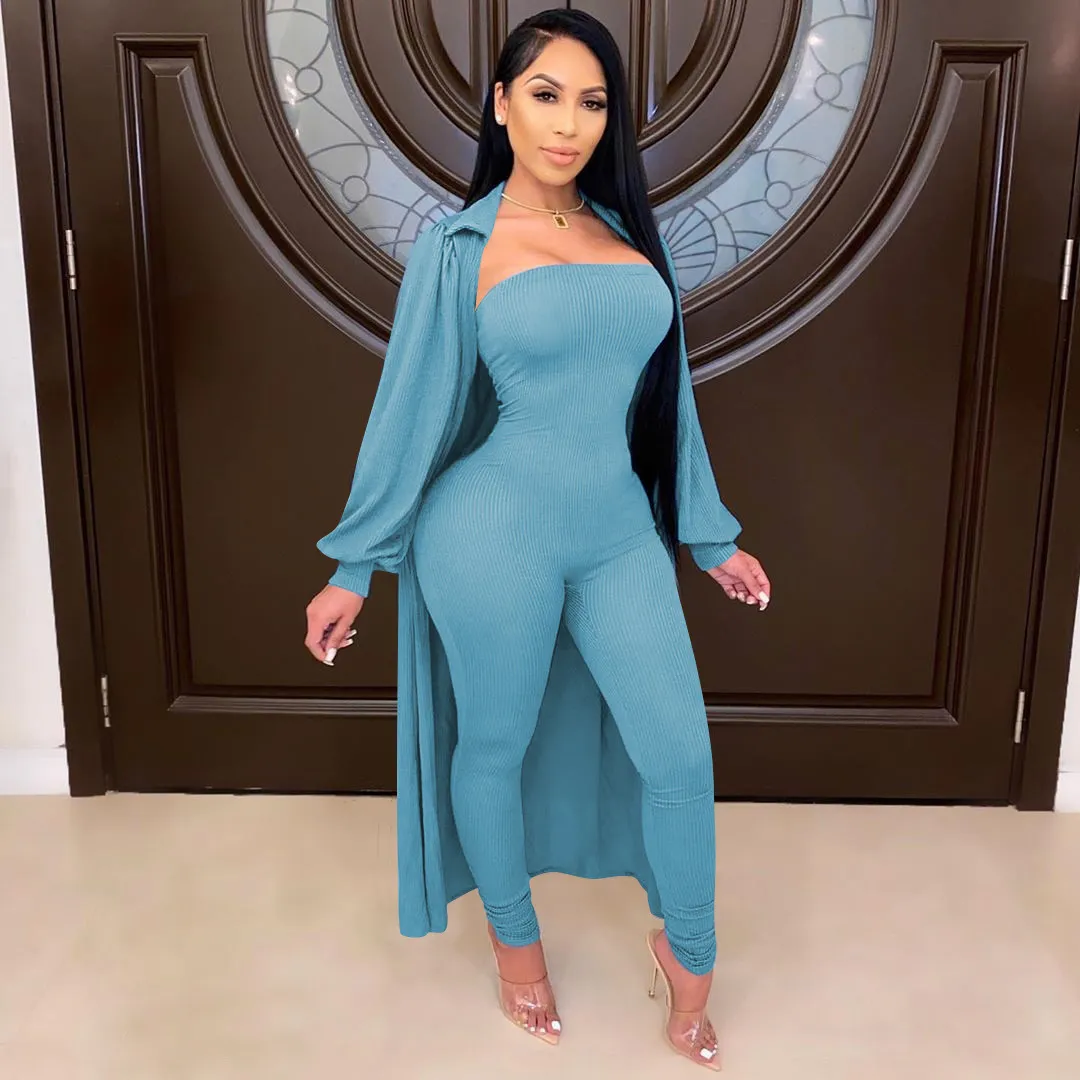 Two Piece Set Women's Outfits: Long Sleeve Cardigans and Jumpsuit, Two  Pieces Fall Clothes