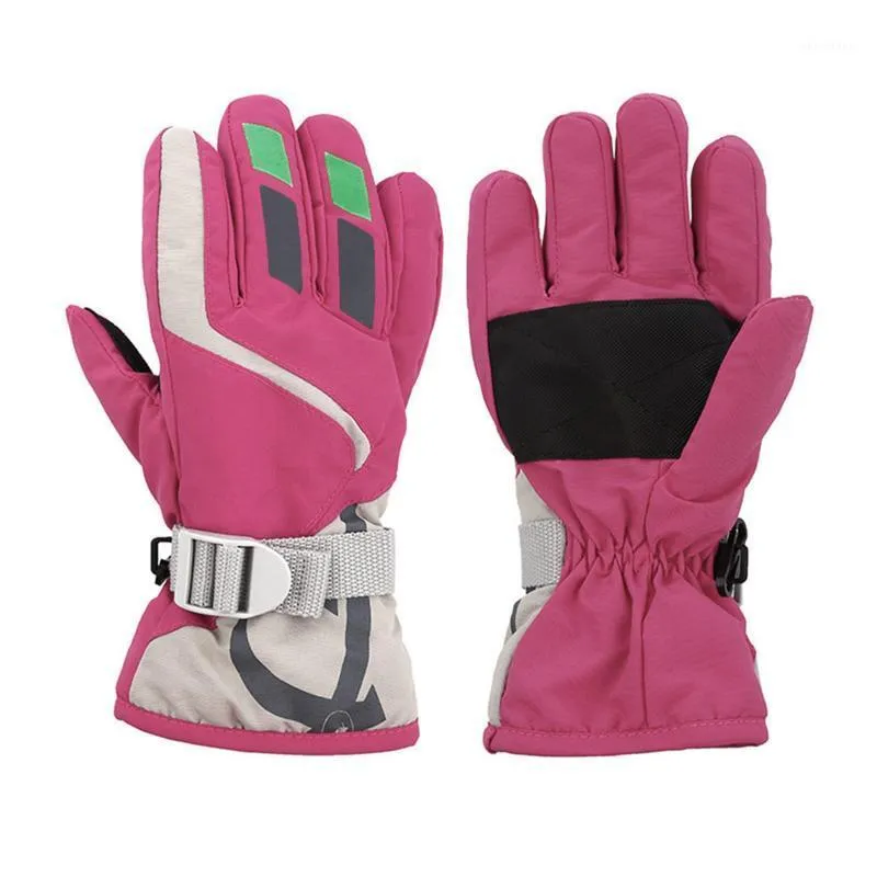 Vêtements de sport enfants gants de ski hiver chaud doublure neige réglable imperméable coupe-vent écran tactile froid extérieur gants1