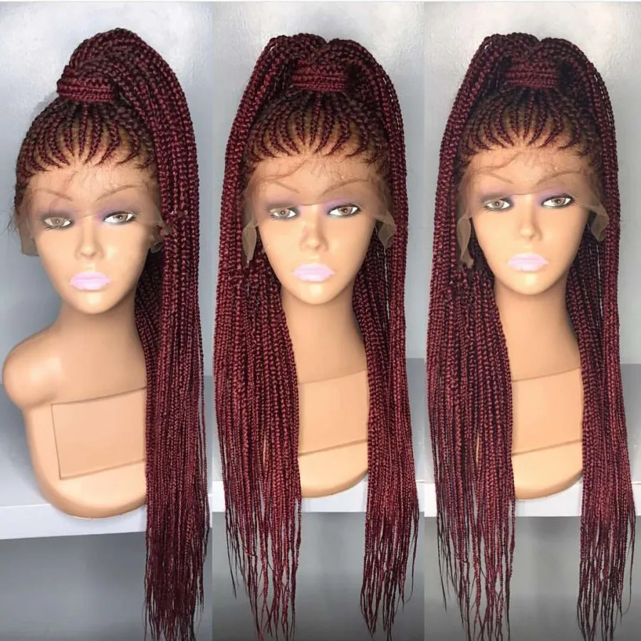 New 13X4 Lace Frontal Box Braid Wig With Baby Hair Hand Braided