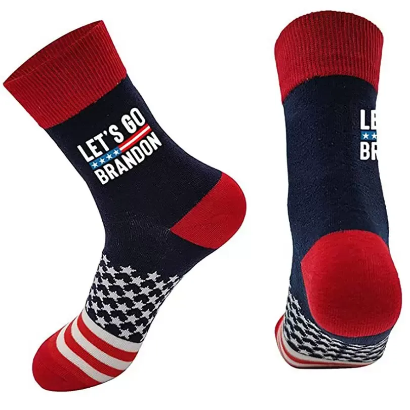 Lets Go Brandon Trump Chaussettes 2024 Fournitures de fête électorale américaine Chaussette drôle Hommes et femmes Bas en coton