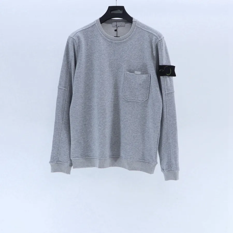 2023 Nya mäns tröja Löst Pullover Pocket Bekväm bomull Enkel pojkpar Top Badge 022722 Topstoney