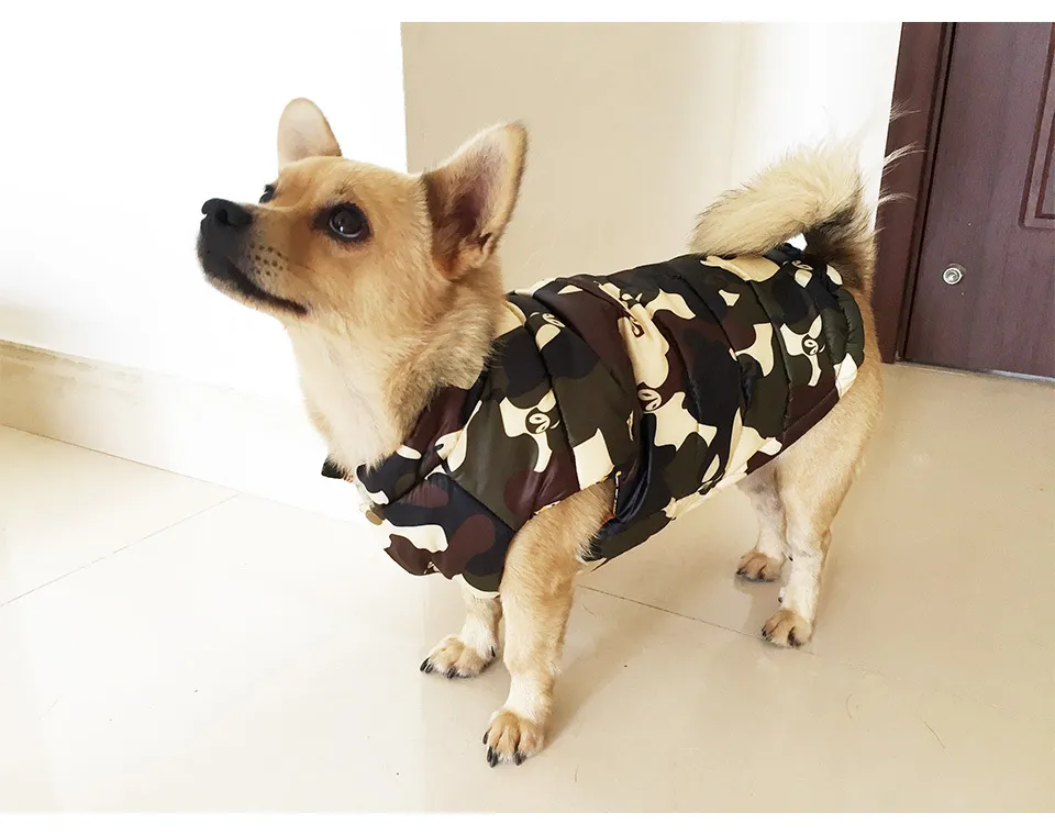  New Double-sided Wear Dog Winter Clothes Warm Vest Camouflage Letter Pet Clothing Coat For Puppy Small Medium Large Dog XXL 332