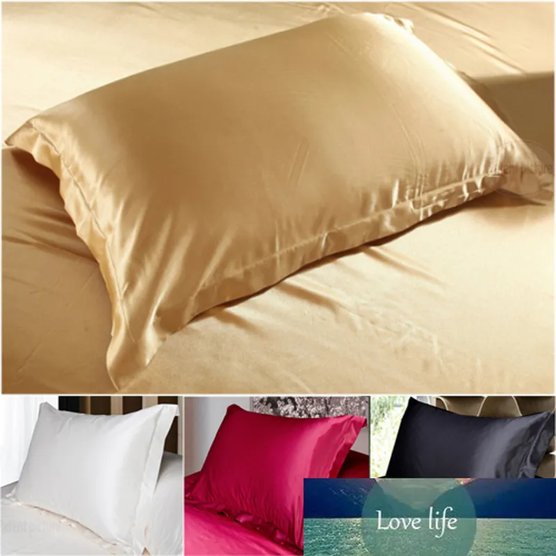 Silk PillowCase Camelwhite Black Silk Satin Pillow Case Flera färger, 48 * 74 cm