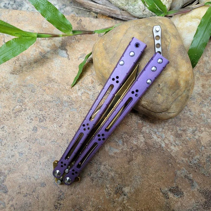Butterfly Trainer Training Knife Basilisk HOM D2 Titanium Not Sharp Crafts  Martial Arts Collection Knvies Xmas Gift From Balisong, $84.27