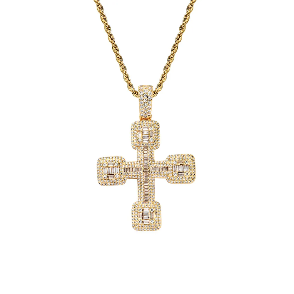 Hip Hop Iced Out Zircon Cross Necklace Pendant Gold Silver Plated Bling Bling Punk Jewelry Gift247x