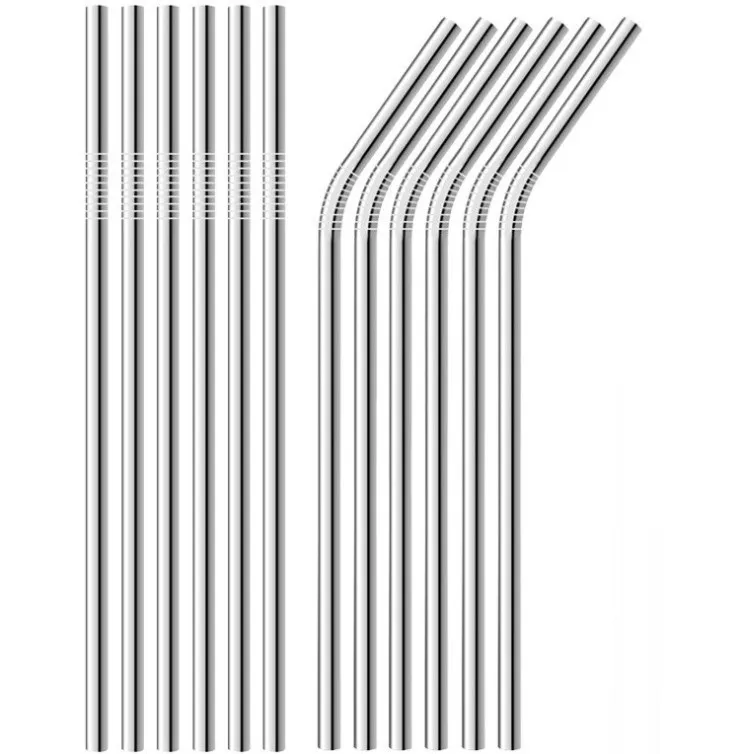 500 st 10,5 tums rostfritt stål dricksstrån böjda och rak återanvändbar dryckstrån för 30oz muggar bar