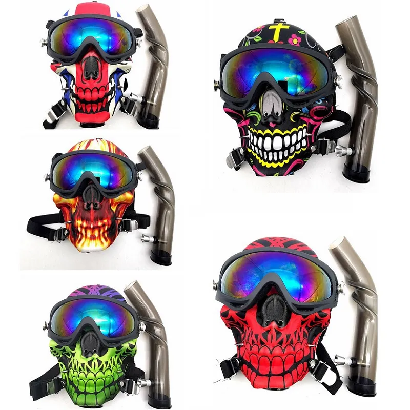 Newest Silicone Gas Predator Mask With Acrylic smoking bong Shisha Hookah Water Pipe Tobacco Tubes Silicone Oil Rigs Smoking Pipe