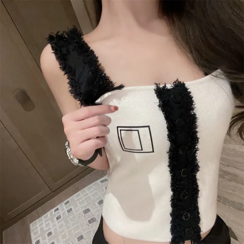 Femmes Tricot Réservoirs Dames Crop Top Blouse Coton Gilet Sexy Lettre Camisole Lettre Workout Soutien-Gorge T-Shirt 2 Couleurs