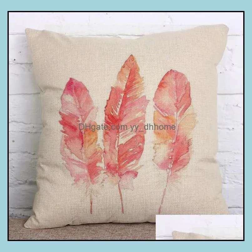 Feather Throw Pillow Covers Cotton Linen Pillow Cases Feather Cushion Covers Outdoors Home Pillow Covers 18x18 Inches