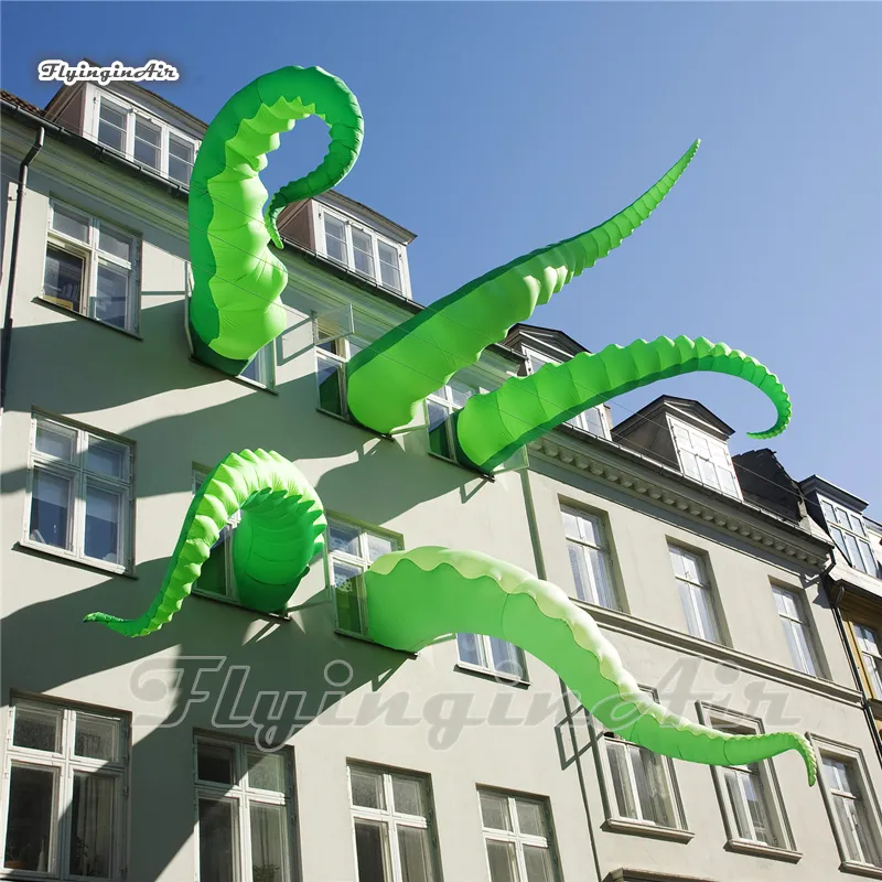Anpassad uppblåsbara Devilfish tentakel 3m / 5m längd grönt luftblåst bläckfisk ben för byggnad utomhus dekoration