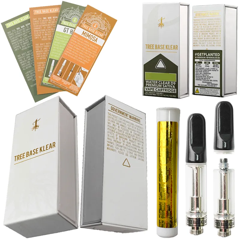 New Tree Base Klear Atomizers 8 Strains Vape Cartridges Oil Carts Pyrex