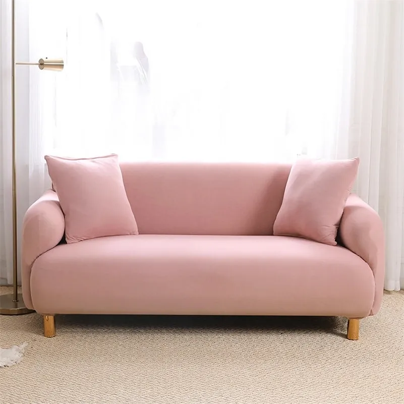 Roze Sofa Cover voor Woonkamer L Vorm Elastische Meubels Covers SnowCover 2/3 Zitmachine Stretch Fauteuil Couch Cover Extensible LJ201216