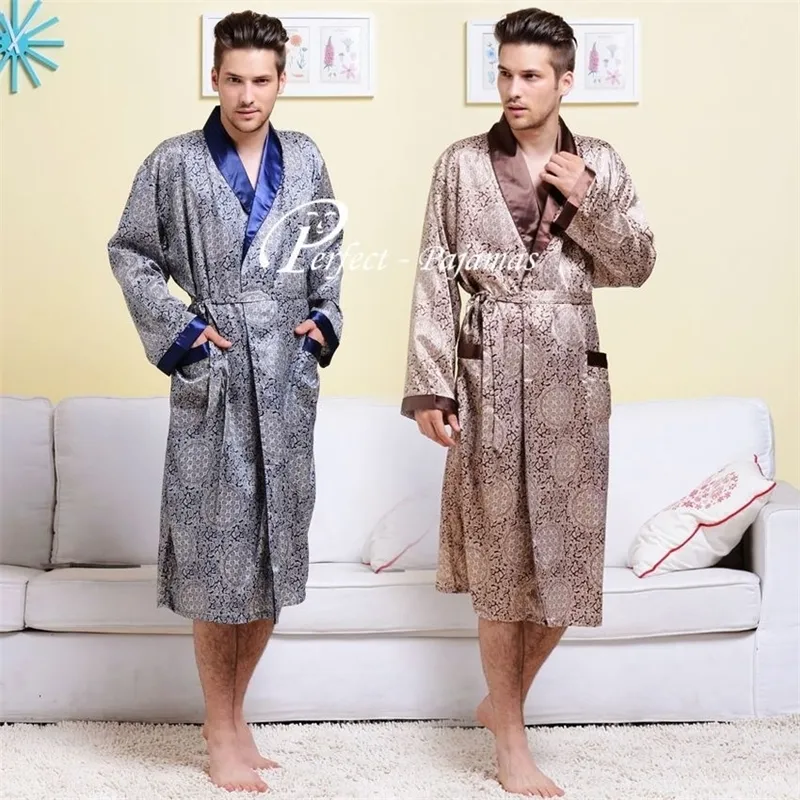 Herren-Pyjama-Set aus Seidensatin, Pyjama-Pyjama, PJS, Nachtwäsche, Robe, Nachthemd, U.S.S. M L XL LJ201113