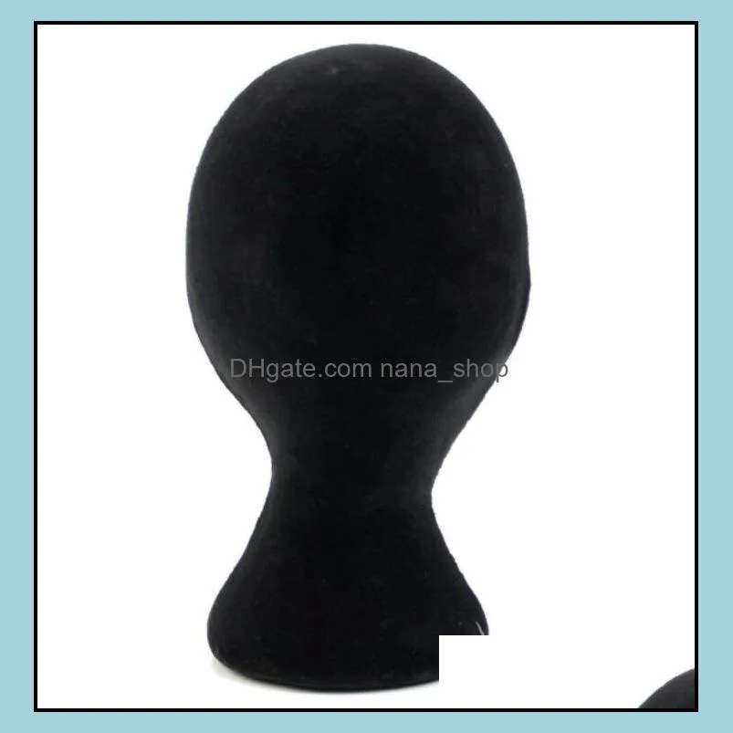 28cm Height Female Foam Mannequin Manikin Head Model Head Mould Wigs Hair Glasses Hat Display Stand Black