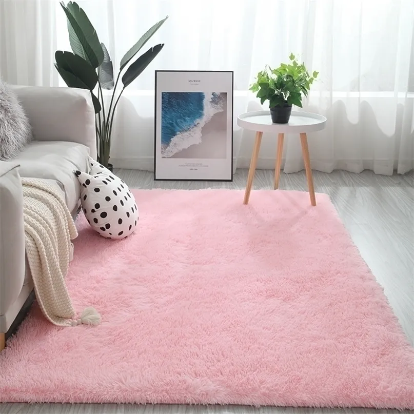 Zachte tapijt slaapkamer voor thuis woonkamer toegangspleister tapijt rond vloer mat bureaustoel Shaggy lange haar nordic decor 220301