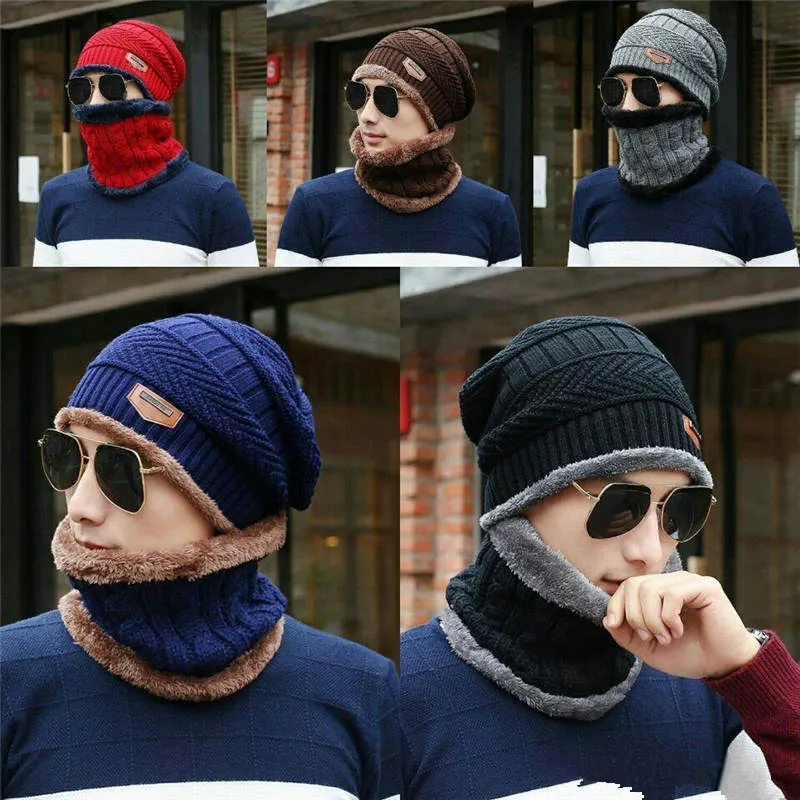 Hot Selling Winter Mössor Beanie Hat Scarf Set Vuxen Barnstorlek Varma stickade kepsar