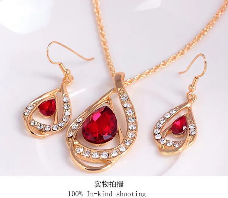 Bridesmaid Jewelry Set Solid Gold Australian Crystal Jewelry Indian Jewellery Set Party Jewelry Set