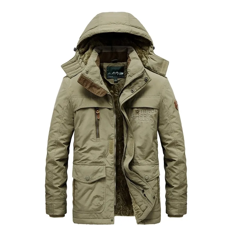 Military Style Winter Jacket With Hood Fleece And Padded Thermal